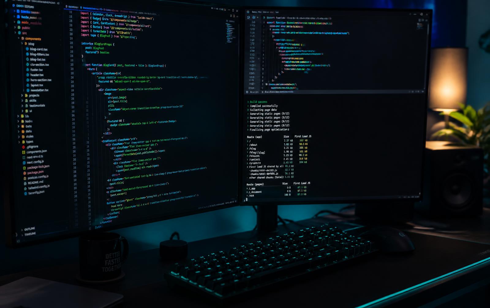 Code editor open on an ultrawide monitor in a developer workspace